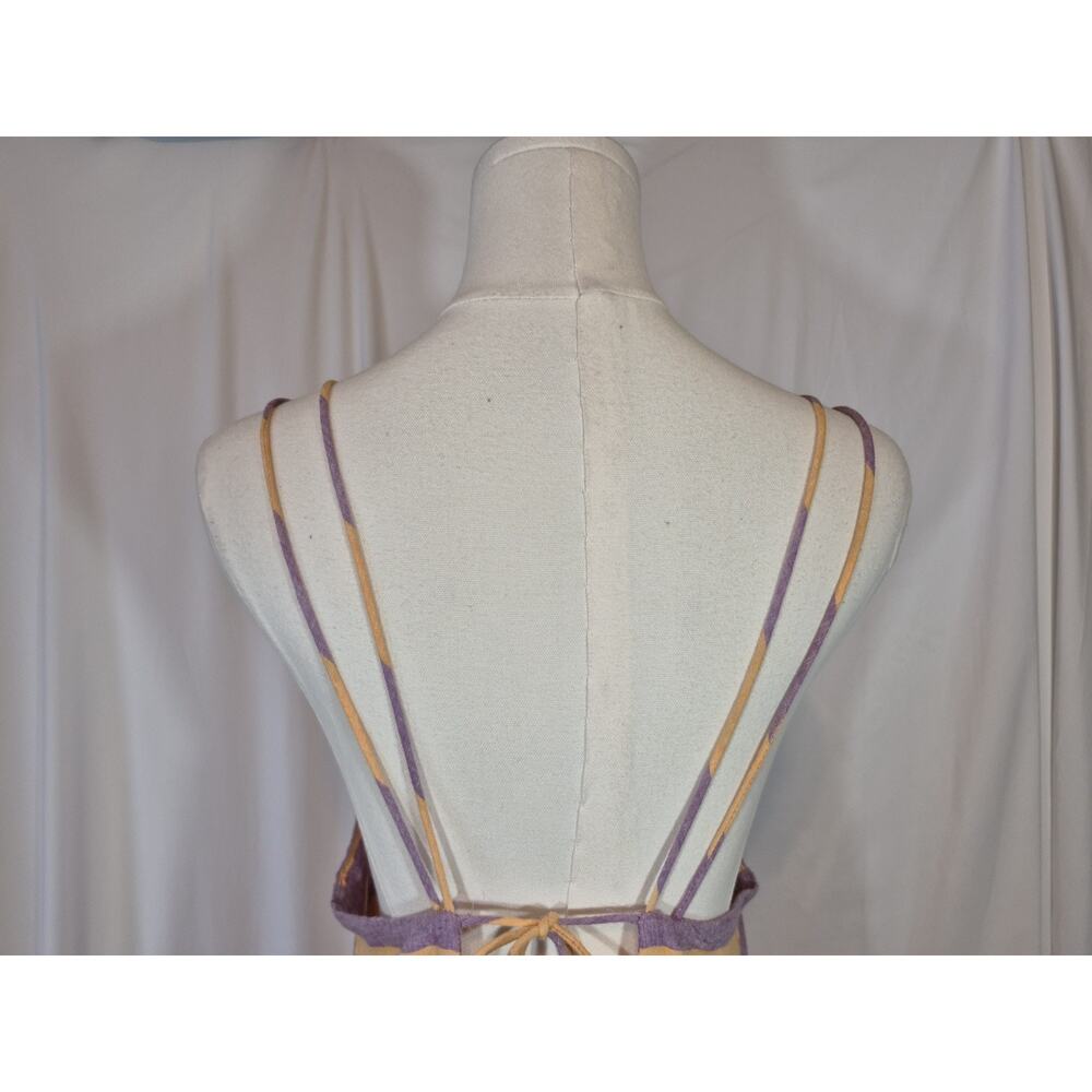 Anthropologie Grommet Halter Orange Purple Linen Blend Maxi Dress Medium - Picture 11 of 13